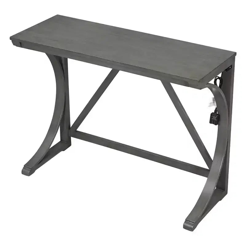 Ensemble de salle à manger 3 pièces à hauteur de comptoir de style ferme avec port USB et tabourets rembourrés - ModernLuxe