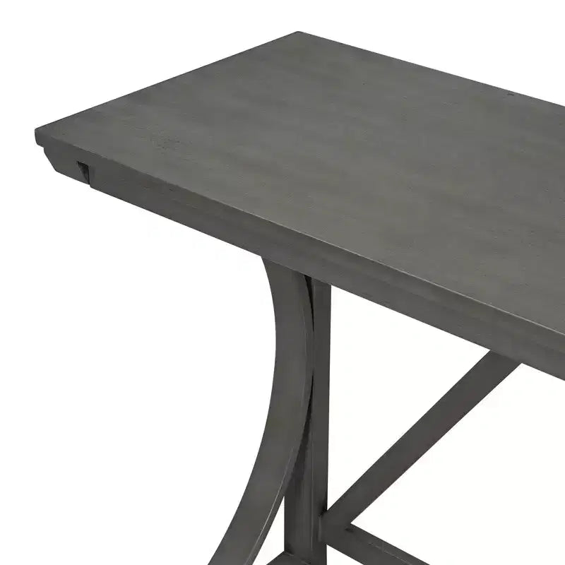 Ensemble de salle à manger 3 pièces à hauteur de comptoir de style ferme avec port USB et tabourets rembourrés - ModernLuxe