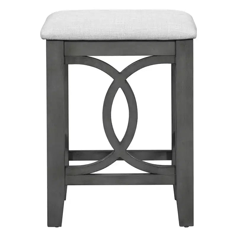 Ensemble de salle à manger 3 pièces à hauteur de comptoir de style ferme avec port USB et tabourets rembourrés - ModernLuxe