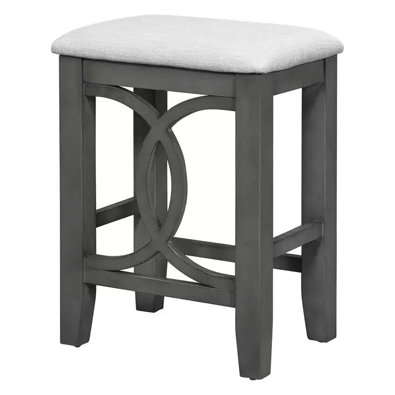 Ensemble de salle à manger 3 pièces à hauteur de comptoir de style ferme avec port USB et tabourets rembourrés - ModernLuxe