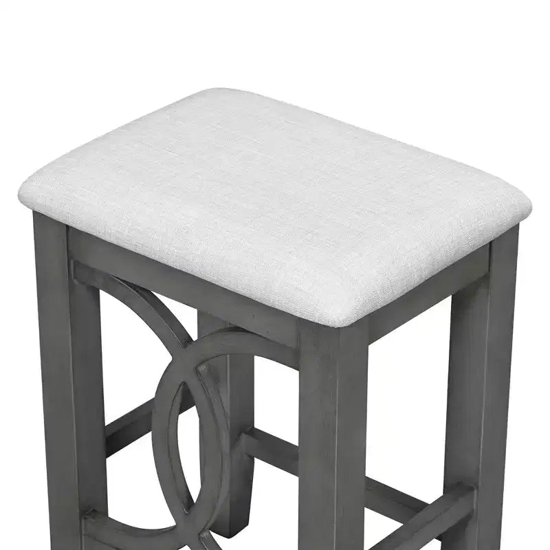 Ensemble de salle à manger 3 pièces à hauteur de comptoir de style ferme avec port USB et tabourets rembourrés - ModernLuxe