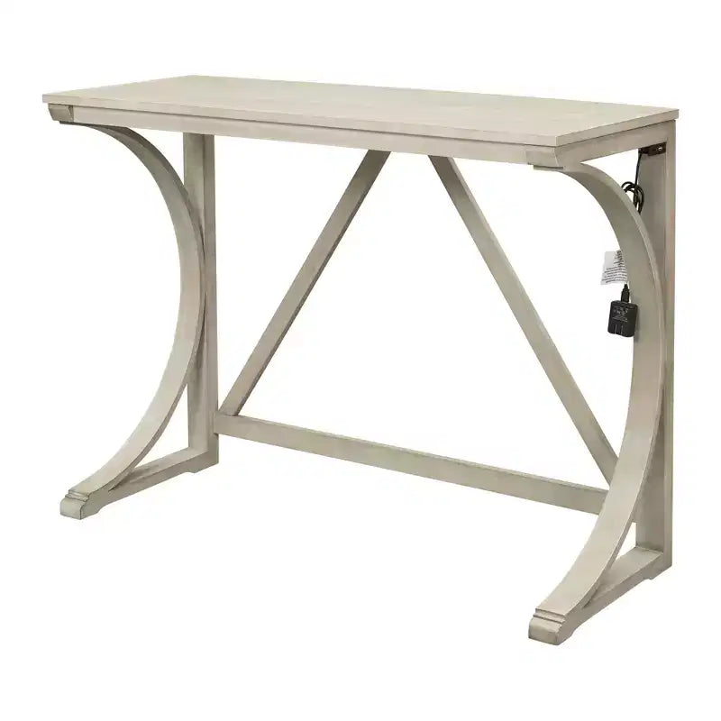 Ensemble de salle à manger 3 pièces à hauteur de comptoir de style ferme avec port USB et tabourets rembourrés - ModernLuxe