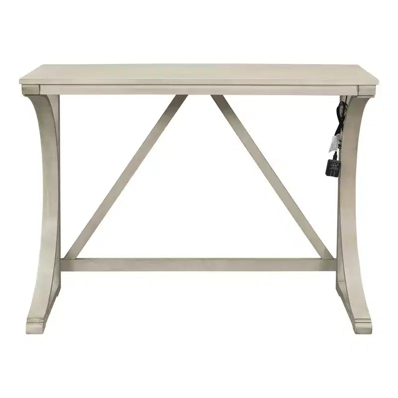 Ensemble de salle à manger 3 pièces à hauteur de comptoir de style ferme avec port USB et tabourets rembourrés - ModernLuxe