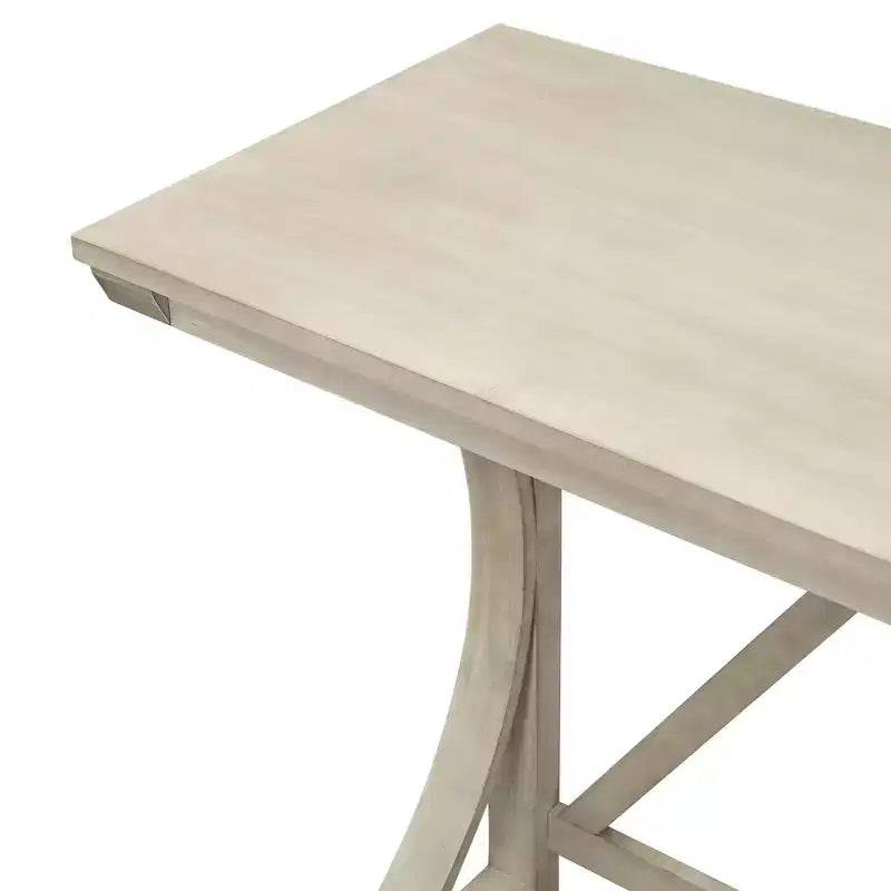 Ensemble de salle à manger 3 pièces à hauteur de comptoir de style ferme avec port USB et tabourets rembourrés - ModernLuxe