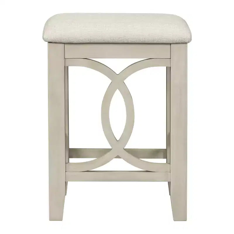Ensemble de salle à manger 3 pièces à hauteur de comptoir de style ferme avec port USB et tabourets rembourrés - ModernLuxe