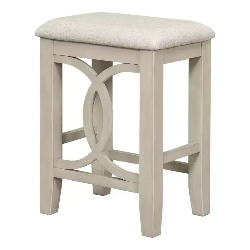 Ensemble de salle à manger 3 pièces à hauteur de comptoir de style ferme avec port USB et tabourets rembourrés - ModernLuxe