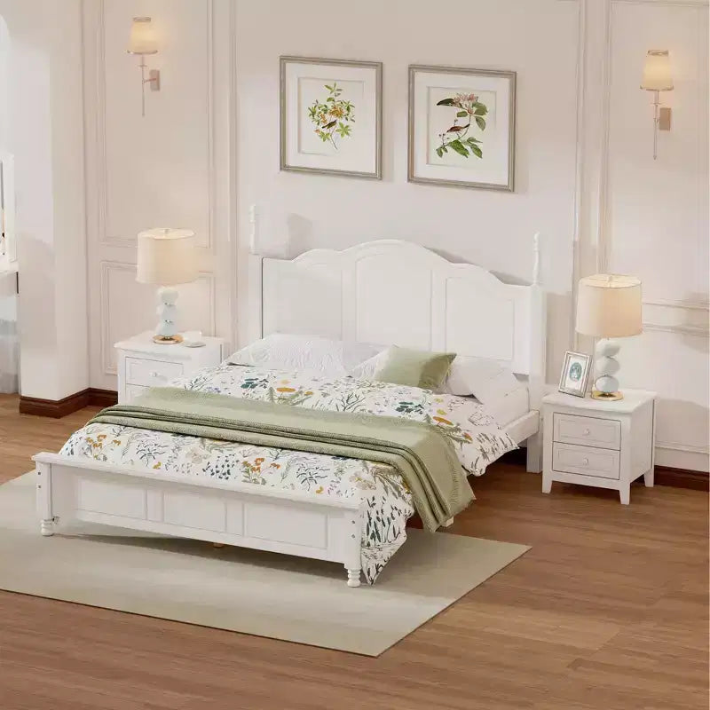 Ensembles de chambre à coucher 3 pièces, lit plateforme en bois taille Queen/Full avec deux tables de chevet-ModernLuxe