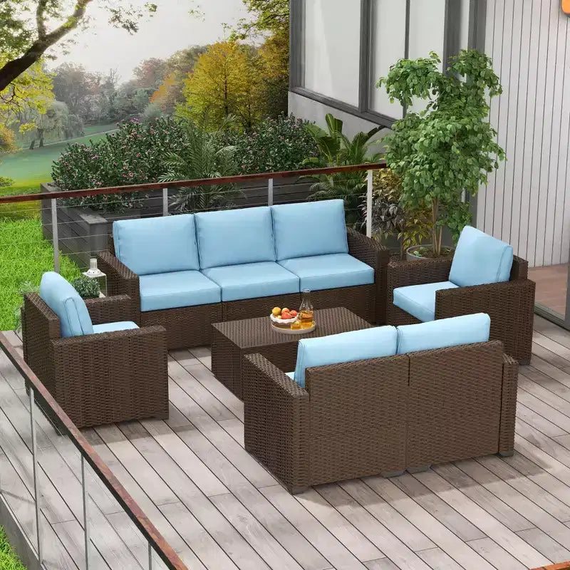 Ensemble de meubles de patio Outsunny rembourrés, table basse avec fonction de rangement