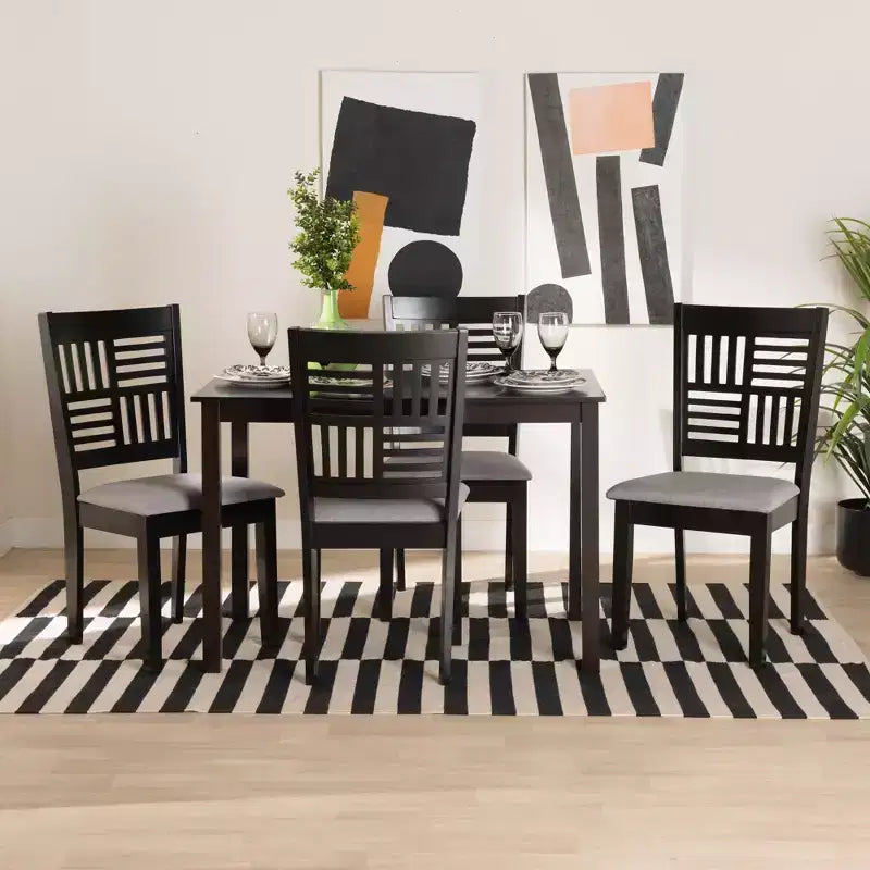 Baxton Studio Deanna Modern Fabric Wood Dining Set
