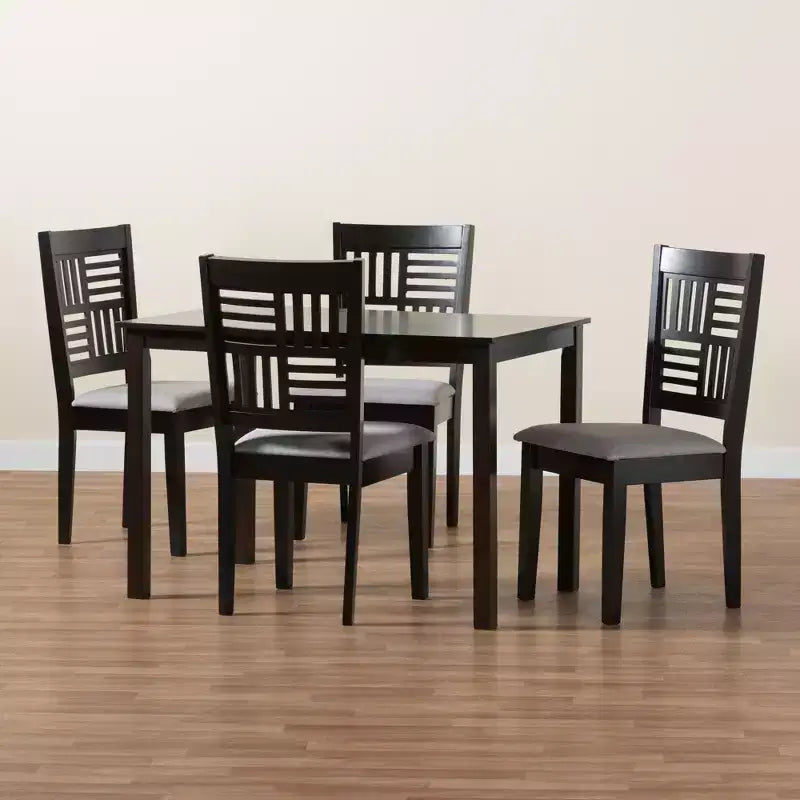 Ensemble de salle à manger Baxton Studio Deanna en tissu et bois de style moderne
