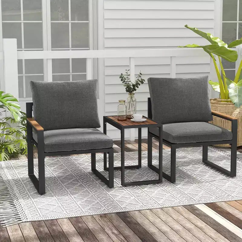 Costway Ensemble de Meubles de Jardin 5 Pièces avec Coussins Moelleux Design Compact Cadre en Aluminium