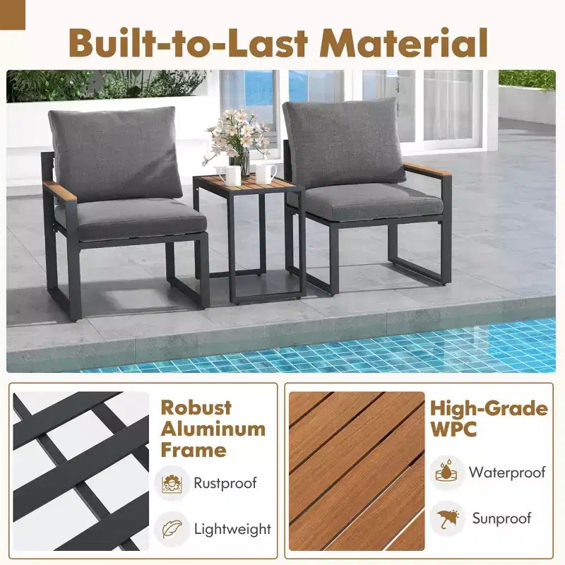 Costway Ensemble de Meubles de Jardin 5 Pièces avec Coussins Moelleux Design Compact Cadre en Aluminium