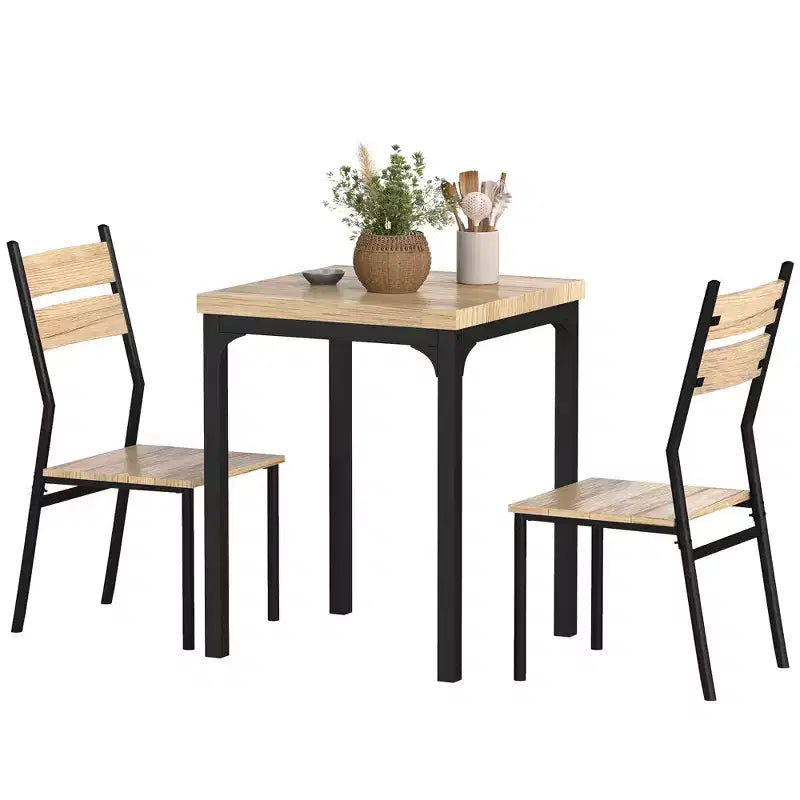 Ensemble de salle à manger 3 pièces HOMCOM avec 2 chaises assorties et design polyvalent pour petits espaces