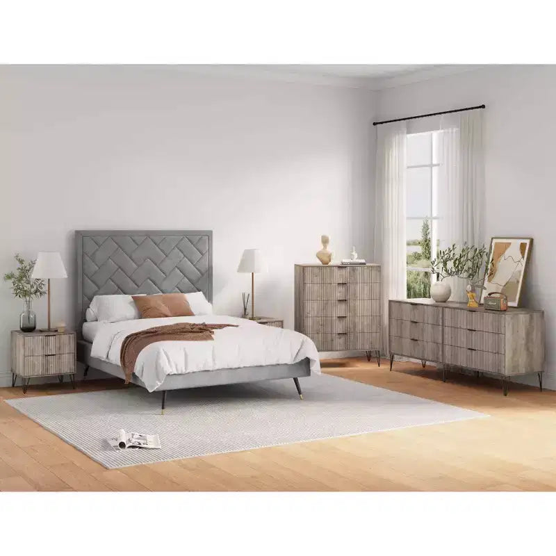 Ensemble 3 pièces Manhattan Comfort Dumbo comprenant une commode à 5 tiroirs, une commode à 6 tiroirs et une table de chevet