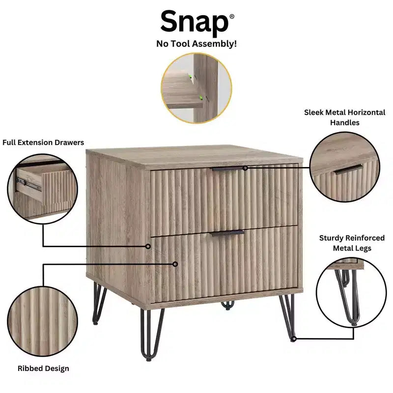 Ensemble 3 pièces Manhattan Comfort Dumbo comprenant une commode à 5 tiroirs, une commode à 6 tiroirs et une table de chevet