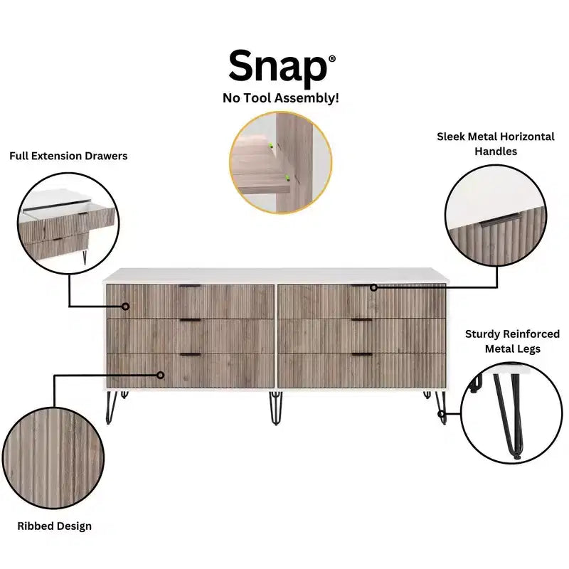 Ensemble 3 pièces Manhattan Comfort Dumbo comprenant une commode à 5 tiroirs, une commode à 6 tiroirs et une table de chevet