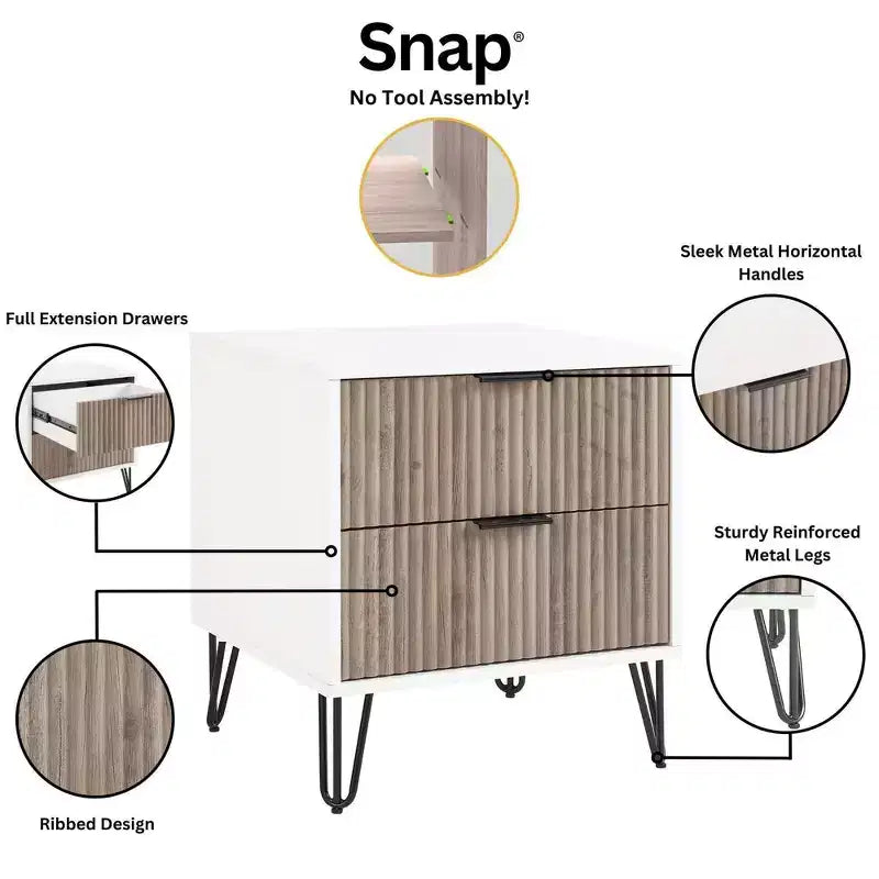 Ensemble 3 pièces Manhattan Comfort Dumbo comprenant une commode à 5 tiroirs, une commode à 6 tiroirs et une table de chevet