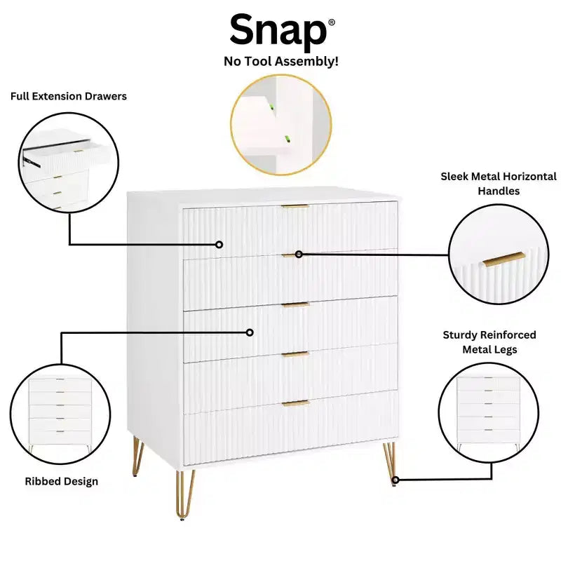 Ensemble de commodes Manhattan Comfort Dumbo 2 pièces moderne avec 5 tiroirs et 3 tiroirs
