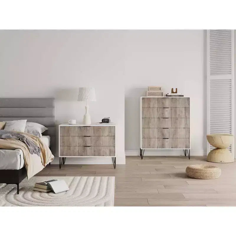 Ensemble de commodes Manhattan Comfort Dumbo 2 pièces moderne avec 5 tiroirs et 3 tiroirs