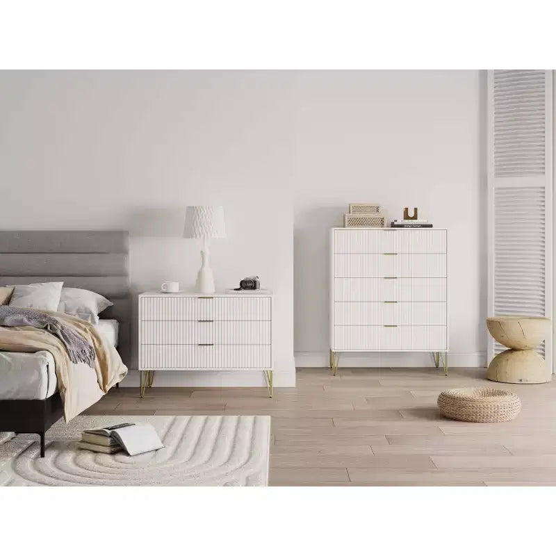Ensemble de commodes Manhattan Comfort Dumbo 2 pièces moderne avec 5 tiroirs et 3 tiroirs