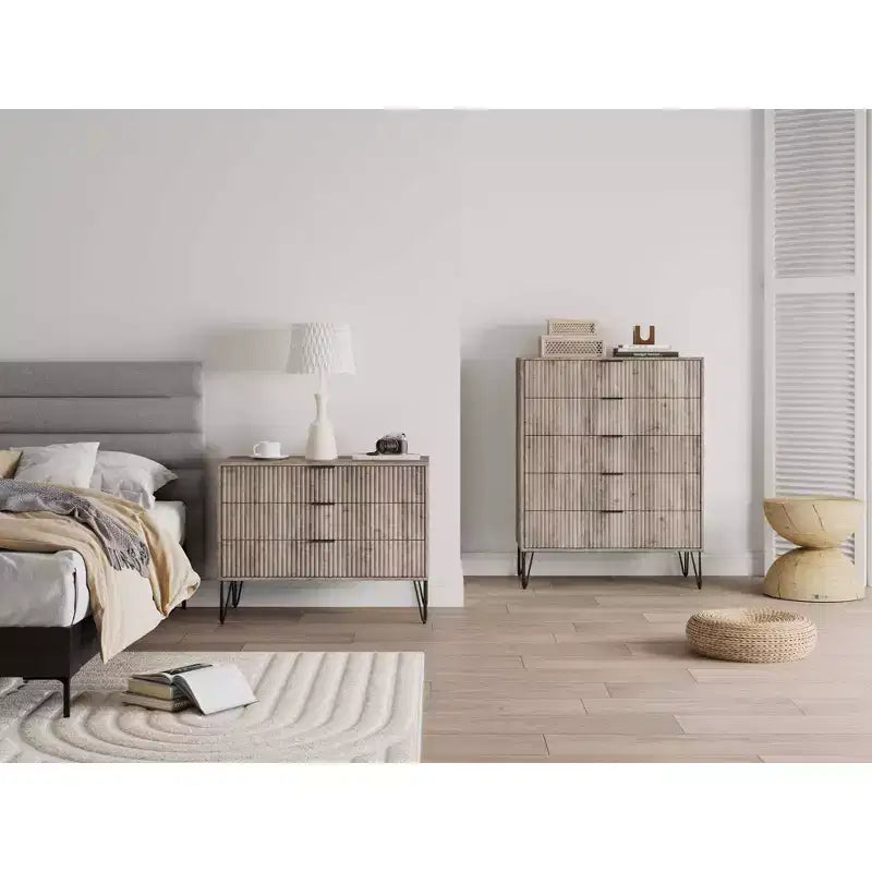 Ensemble de commodes Manhattan Comfort Dumbo 2 pièces moderne avec 5 tiroirs et 3 tiroirs