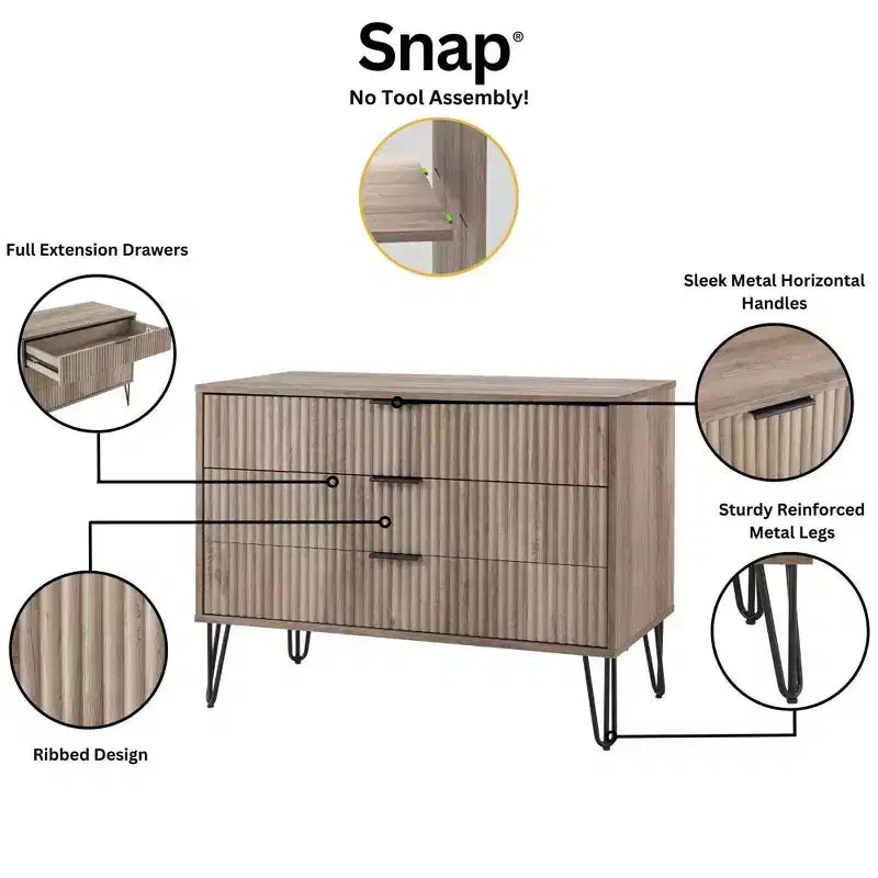 Ensemble de commodes Manhattan Comfort Dumbo 2 pièces moderne avec 5 tiroirs et 3 tiroirs