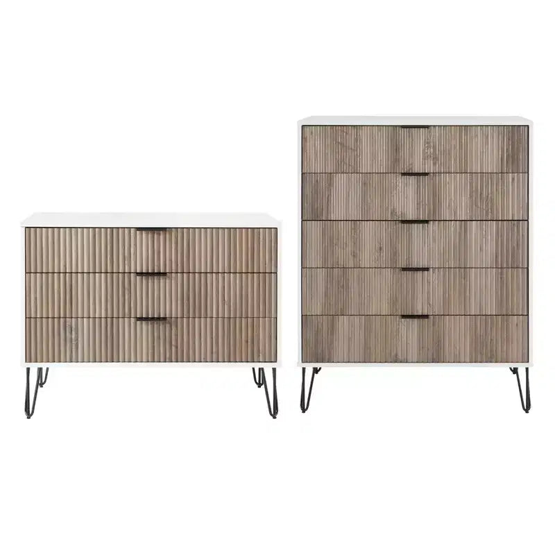 Ensemble de commodes Manhattan Comfort Dumbo 2 pièces moderne avec 5 tiroirs et 3 tiroirs