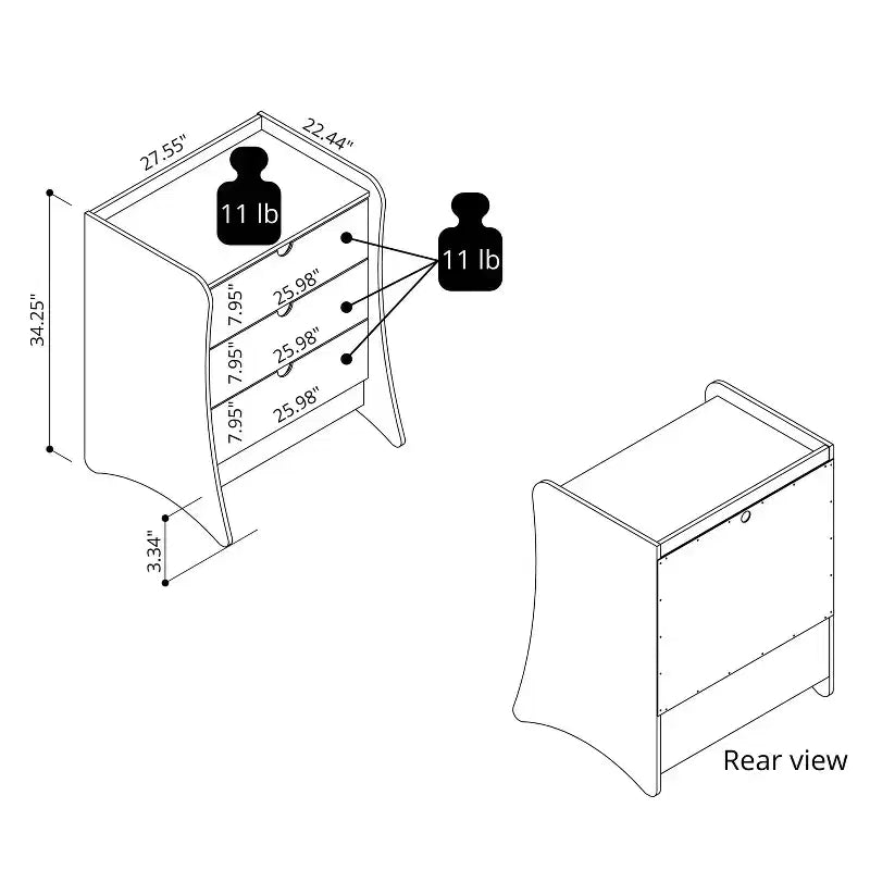 Ensemble de chambre à coucher Manhattan Comfort Coney avec commode et table de chevet 3 pièces