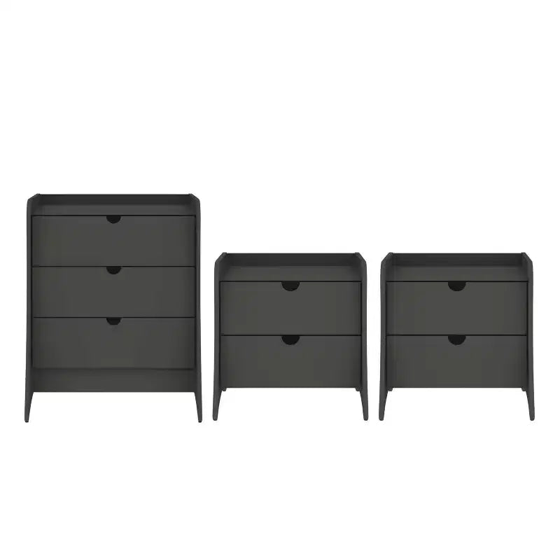 Ensemble de chambre à coucher Manhattan Comfort Coney avec commode et table de chevet 3 pièces