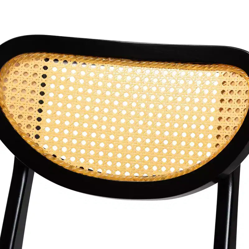 Ensemble de salle à manger 5 pièces Baxton Studio Jeriah en bois et rotin tissé, style moderne du milieu du siècle