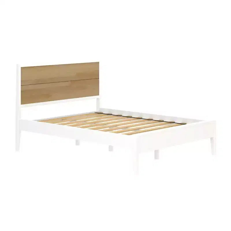 Ensemble de chambre double en bois massif Plank+Beam avec 2 tables de chevet, blanc/bouleau