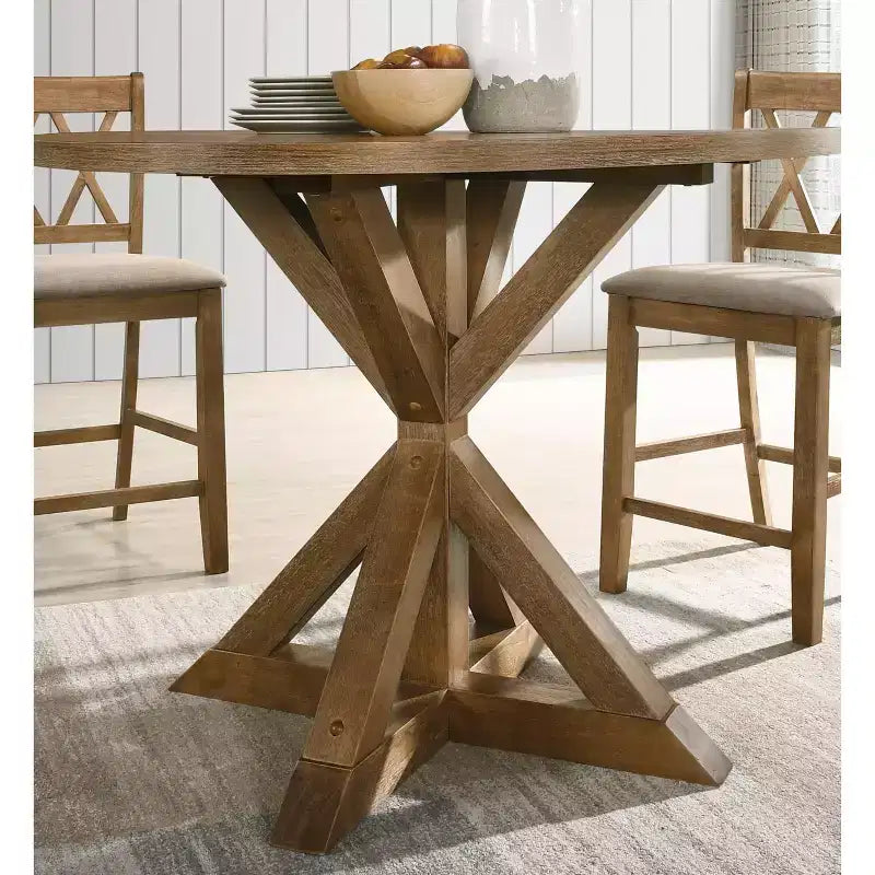 Ensemble de salle à manger 5 pièces Roundhill Furniture Windvale en bois à hauteur de comptoir avec piétement en X