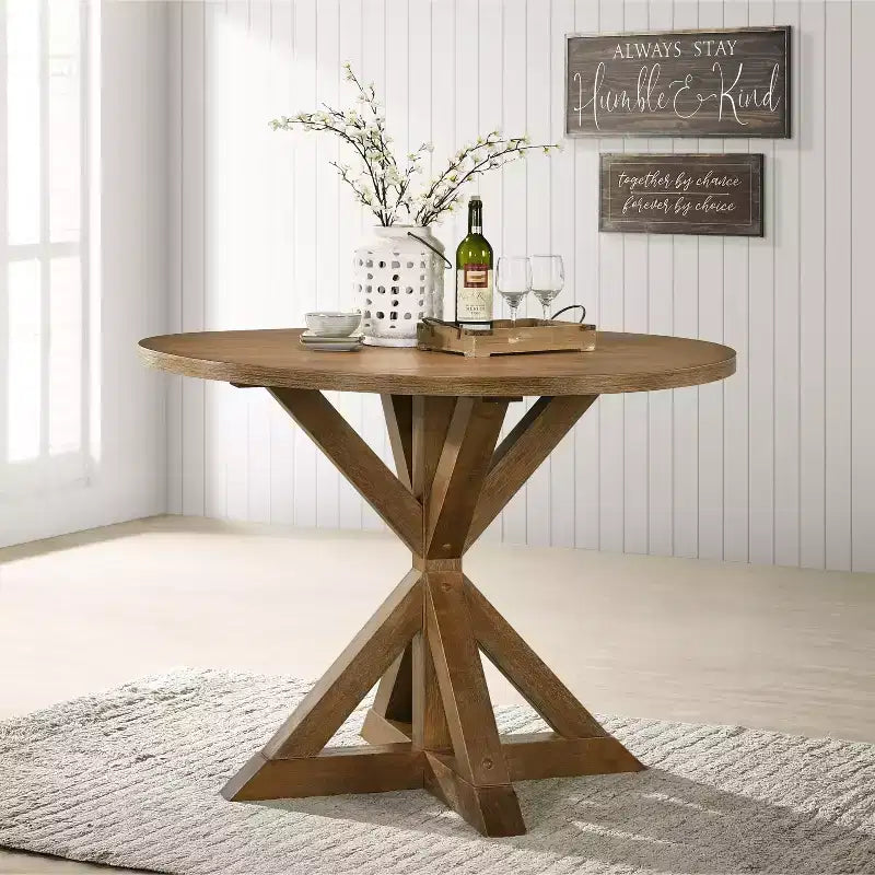 Ensemble de salle à manger 5 pièces Roundhill Furniture Windvale en bois à hauteur de comptoir avec piétement en X