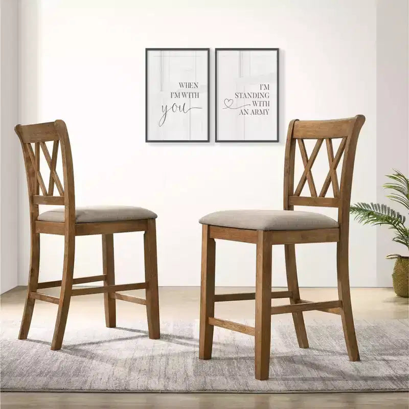 Ensemble de salle à manger 5 pièces Roundhill Furniture Windvale en bois à hauteur de comptoir avec piétement en X