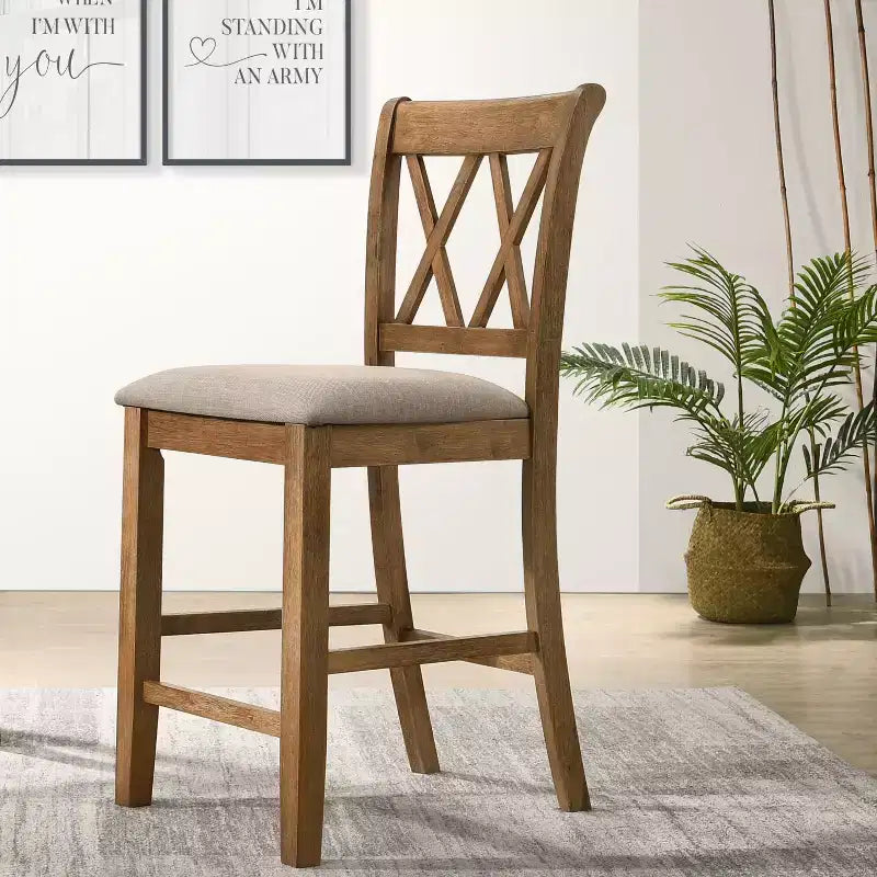 Ensemble de salle à manger 5 pièces Roundhill Furniture Windvale en bois à hauteur de comptoir avec piétement en X