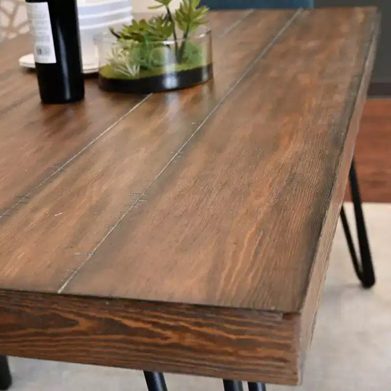 Ensemble de salle à manger 6 pièces Amisos, table à manger avec pieds épingles, 4 chaises et un banc en bois, 3 options de couleur