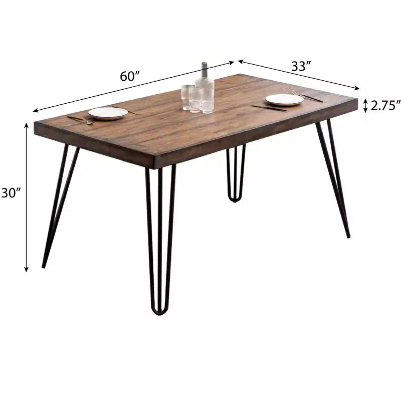 Ensemble de salle à manger 6 pièces Amisos, table à manger avec pieds épingles, 4 chaises et un banc en bois, 3 options de couleur