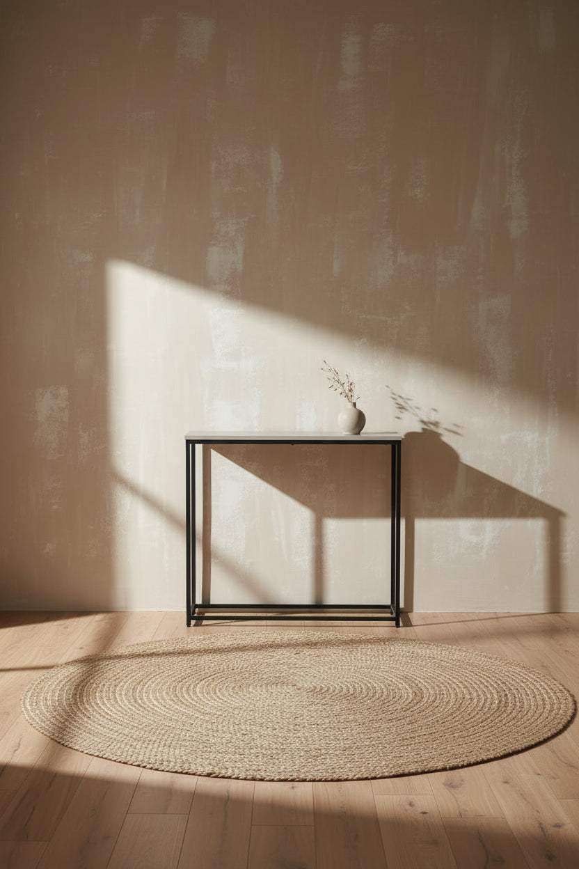 Alma 31.5 Modern Sofa Table - Grey with Black Metal Frame