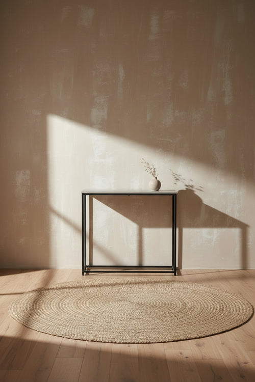 Alma 31.5 Modern Sofa Table - Grey with Black Metal Frame
