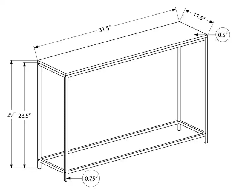 31,5 Table basse moderne - Gris avec structure en métal noir