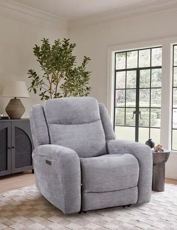 Fauteuil inclinable électrique en tissu 38 avec port USB - Gris colombe