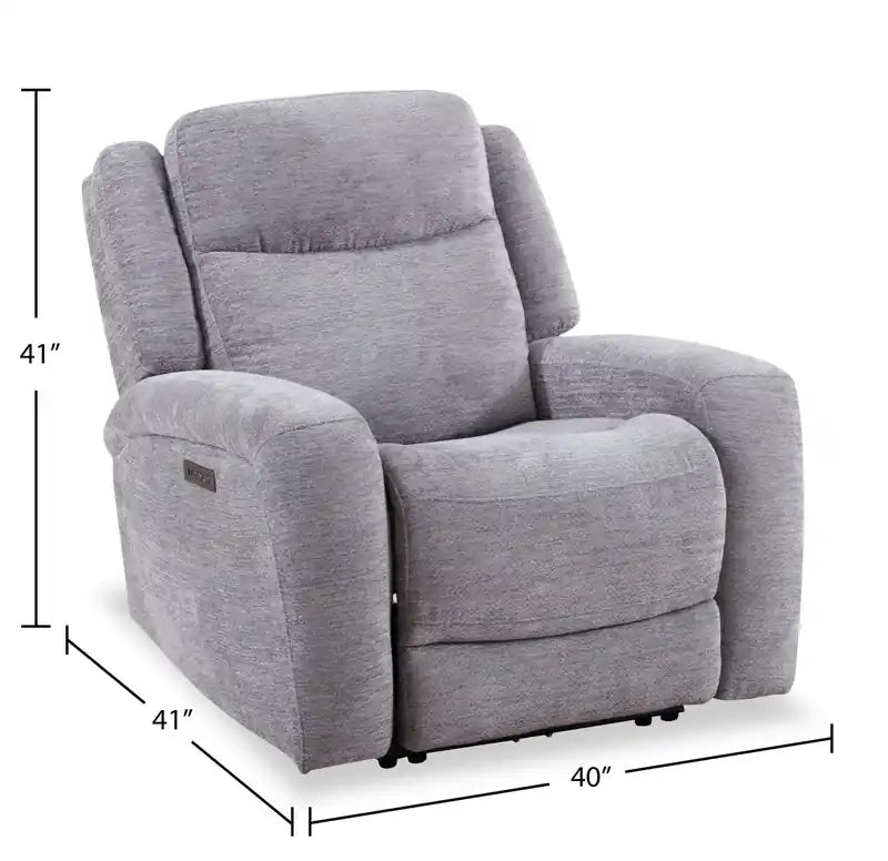 Fauteuil inclinable électrique en tissu 38 avec port USB - Gris colombe