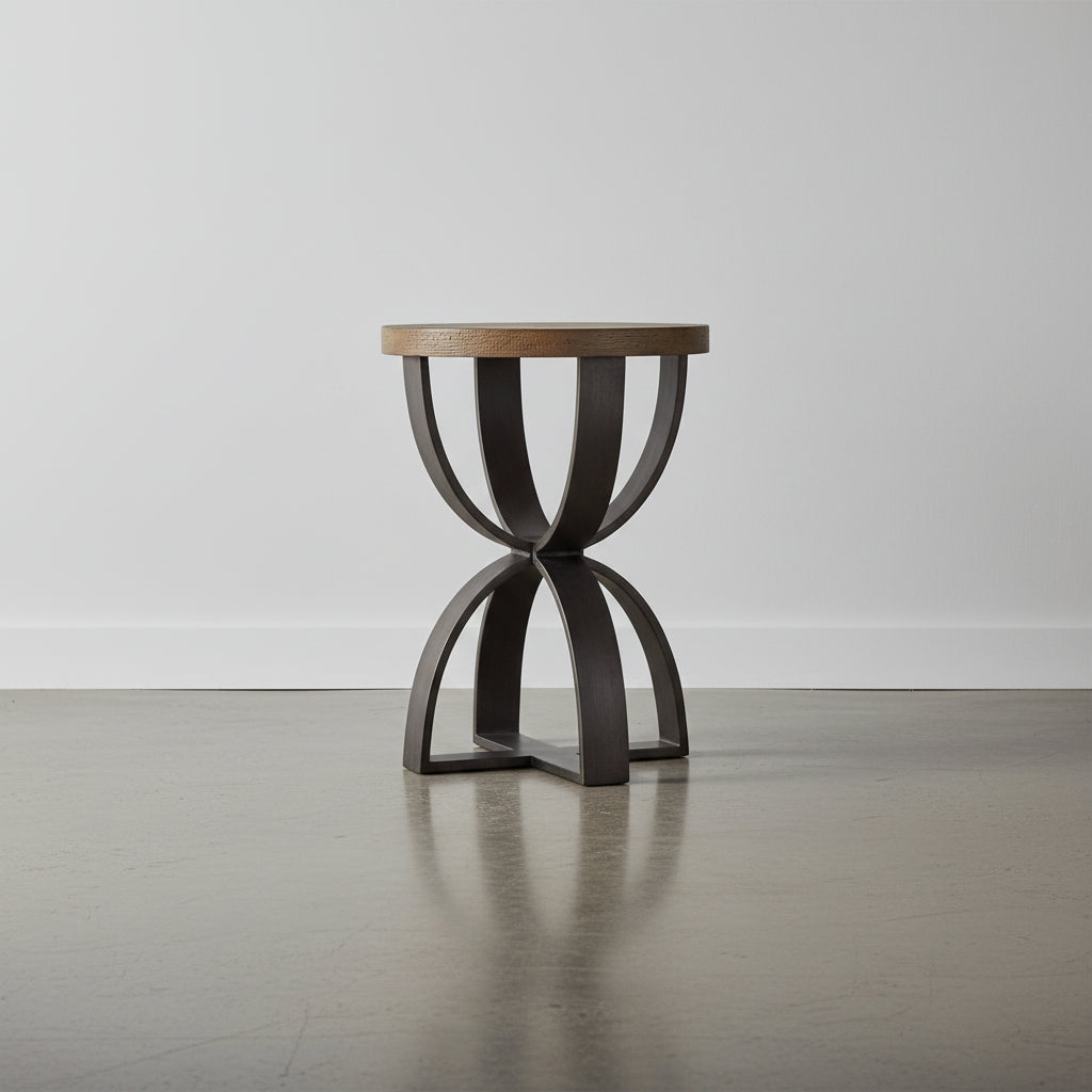 Brewer 20 Industrial Solid Wood Round End Table - Rustic Honey