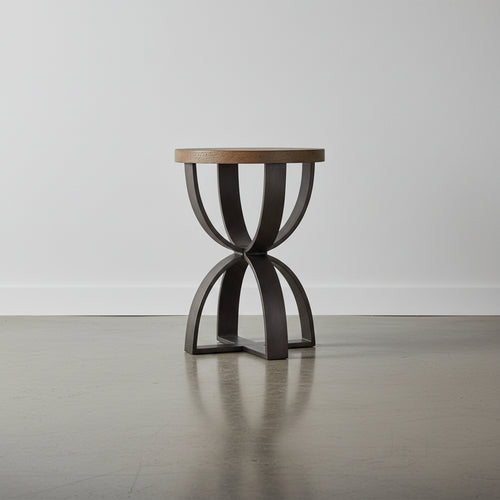 Brewer 20 Industrial Solid Wood Round End Table - Rustic Honey