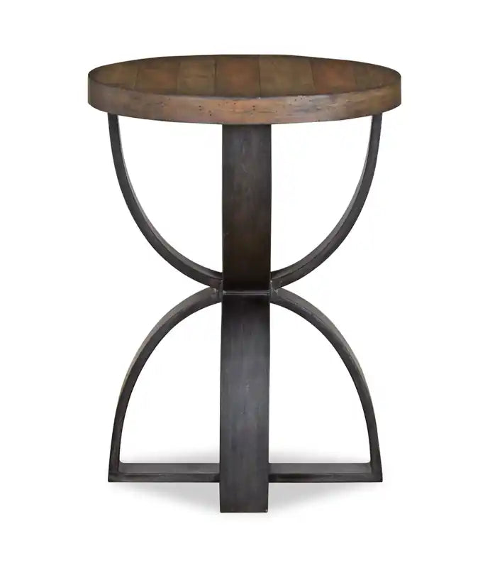 20 table d'appoint ronde en bois massif industriel – Miel rustique