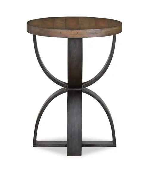 20 table d'appoint ronde en bois massif industriel – Miel rustique