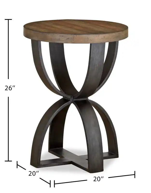 20 table d'appoint ronde en bois massif industriel – Miel rustique