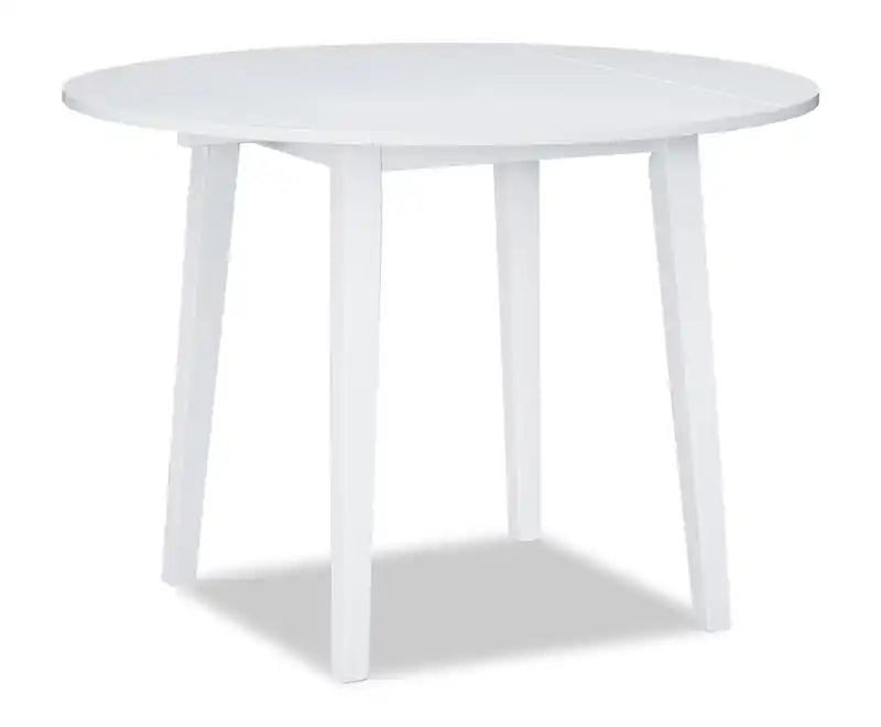 Table de salle à manger à abattants, 42 po ronde - Blanc et marron deux tons