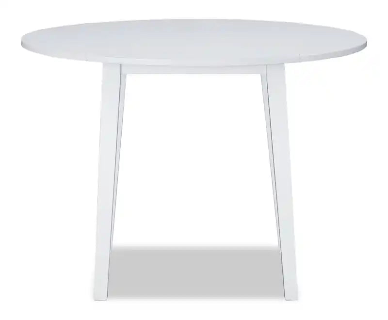 Table de salle à manger à abattants, 42 po ronde - Blanc et marron deux tons