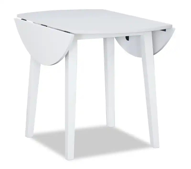 Table de salle à manger à abattants, 42 po ronde - Blanc et marron deux tons